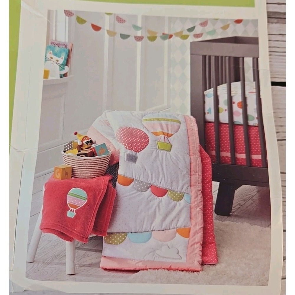 Circo Hot Air Balloon Ride Girls Crib Nursery Bedding Set 4 Pieces Baby Pink New